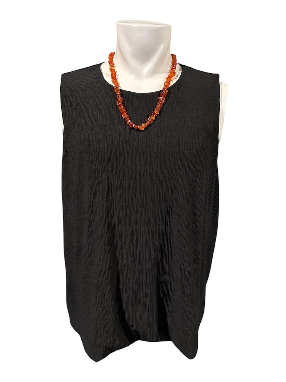 Nine West Black Sleeveless Ribbed-Texture Tank